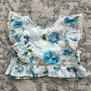 LoveShackFancy Rosemary Ruffle Top Blueberry Cloud Size 2-3 Y